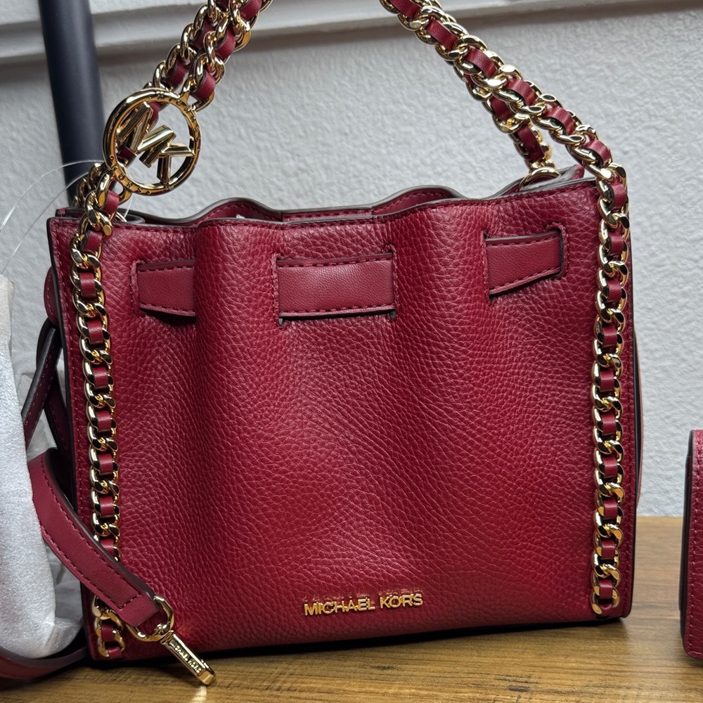 Michael Kors Leather Small Mina & Small Carson 🍒 Cherry Set - Picture 2 of 9